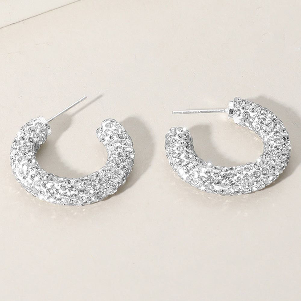 Madeline Love Clear, Silver Bling Studded Hoop Earrings
