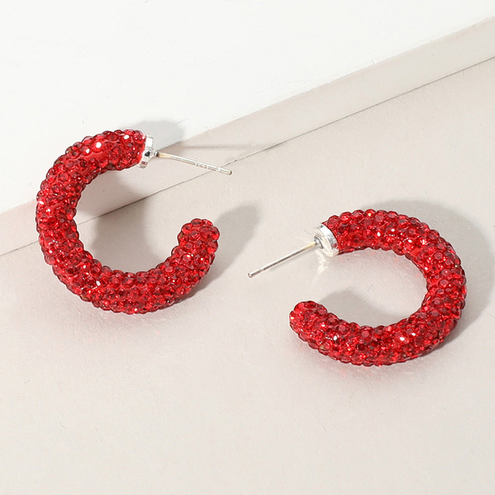 Madeline Love Siam, Silver Bling Studded Hoop Earrings