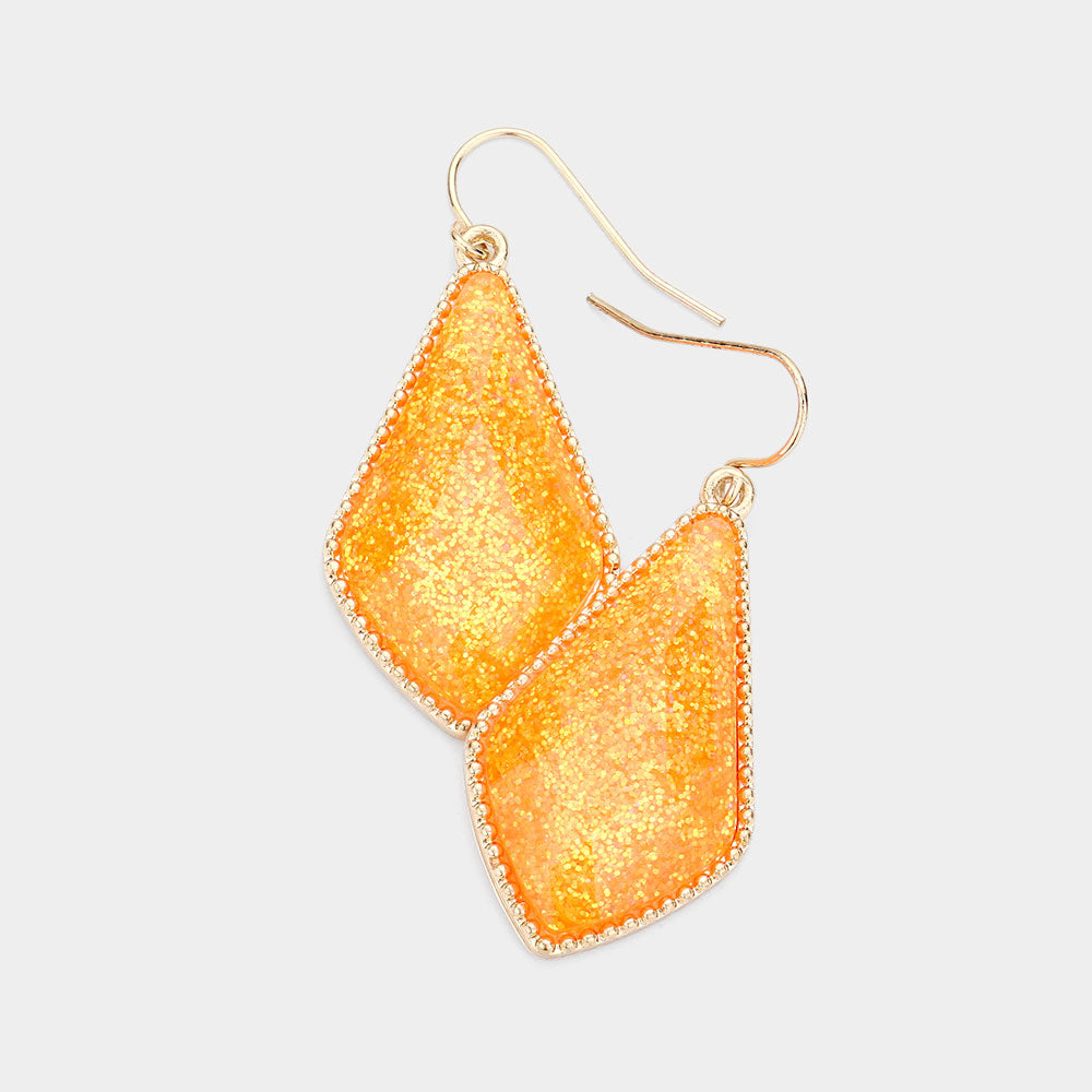 Madeline Love Coral Glitter Geometric Dangle Earrings