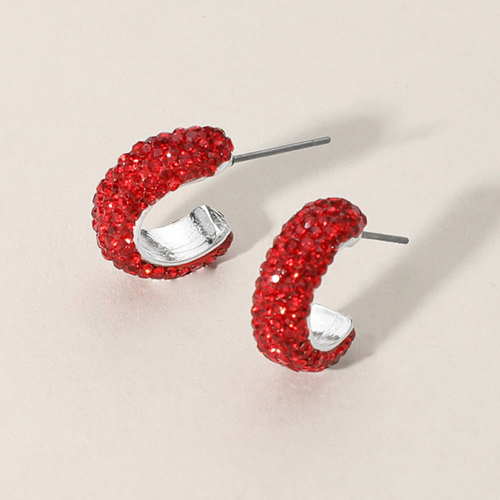 Madeline Love Siam, Silver 18K Gold Dipped Bling Stone Studded Mini Hoop Earrings
