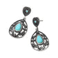 Madeline Love Silver Burnished, Turquoise Vintage Teardrop Turquoise Stone Accent Dangle Earrings - extra