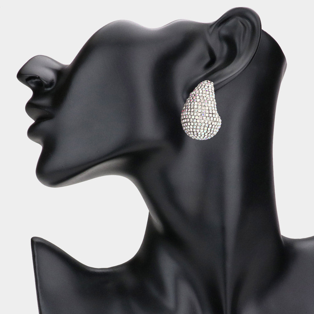 Madeline Love AB, Rhodium Bling Studded Teardrop Earrings