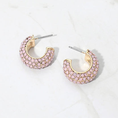 Madeline Love Gold, Rose Stone Pave Hoop Earrings
