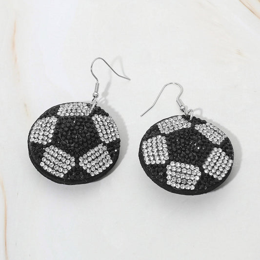 Madeline Love Black Bling Studded Felt Back Soccer Ball Drop Earrings