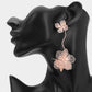 Madeline Love Pink Sculpted Cutout Bloom Drop Statement Earrings - desc