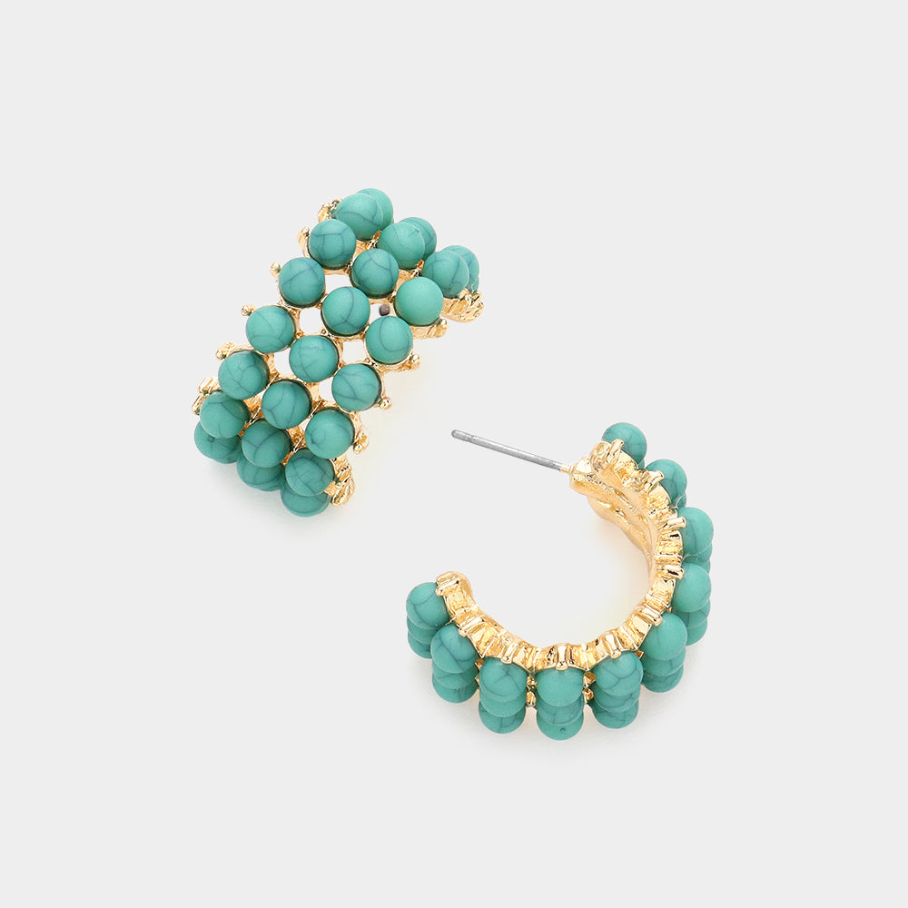 Madeline Love Turquoise Natural Stone Cluster Hoop Earrings