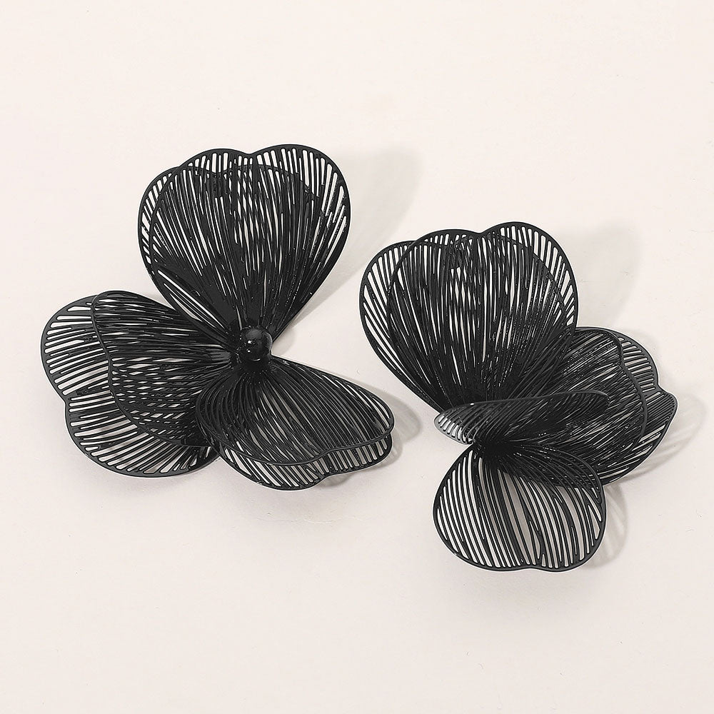 Madeline Love Black Triple Cutout Petal Earrings