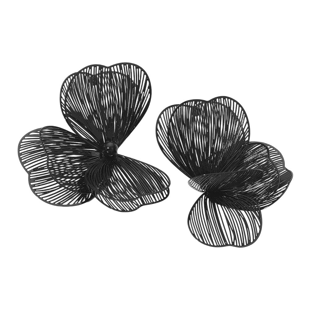 Madeline Love Black Triple Cutout Petal Earrings - desc