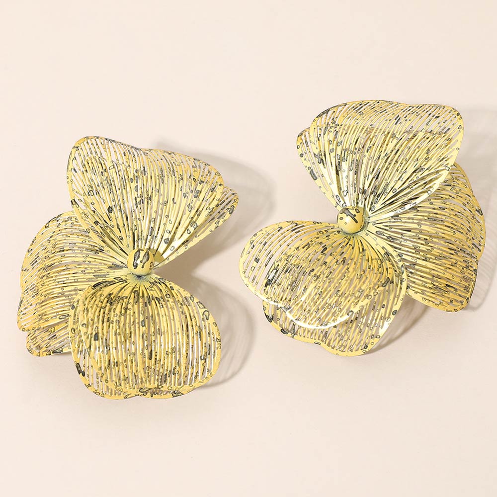 Madeline Love Brown, Light Triple Cutout Petal Earrings