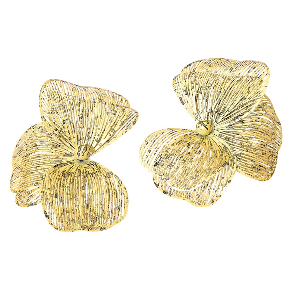 Madeline Love Brown, Light Triple Cutout Petal Earrings - desc