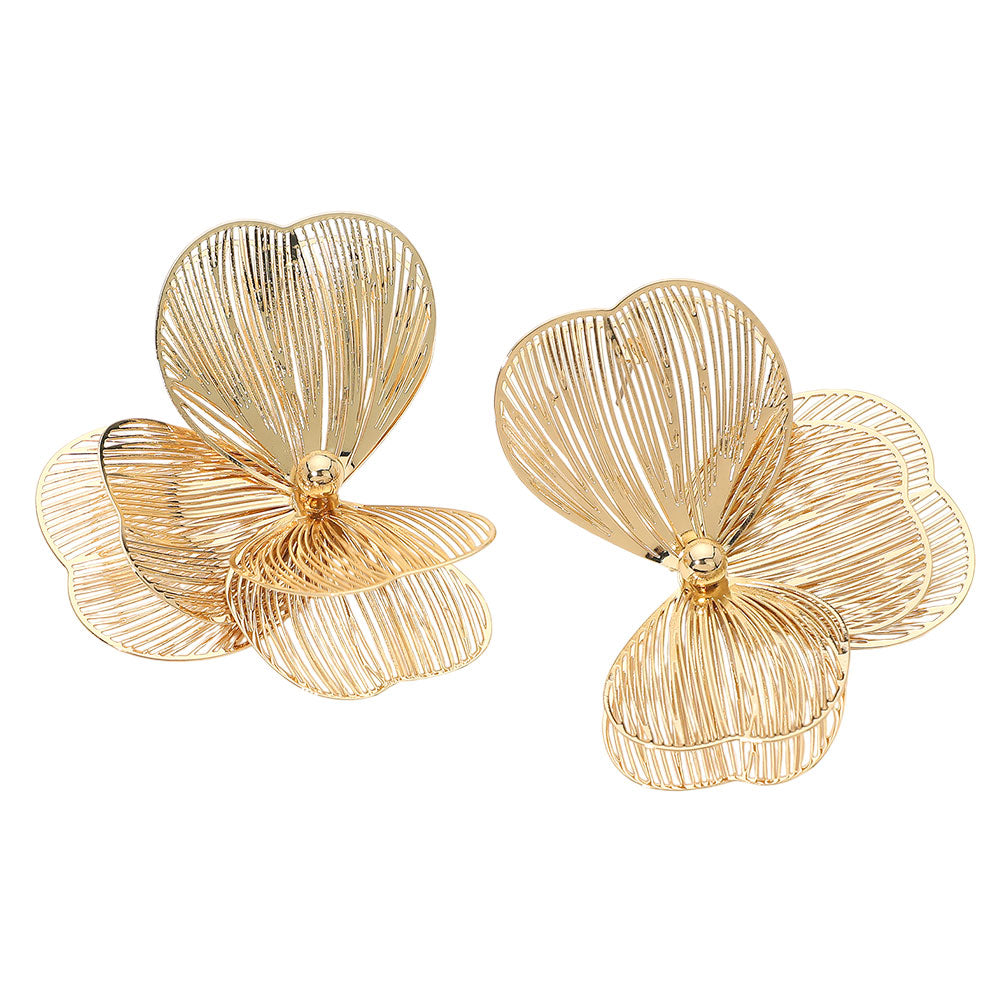 Madeline Love Gold Triple Cutout Petal Earrings - desc