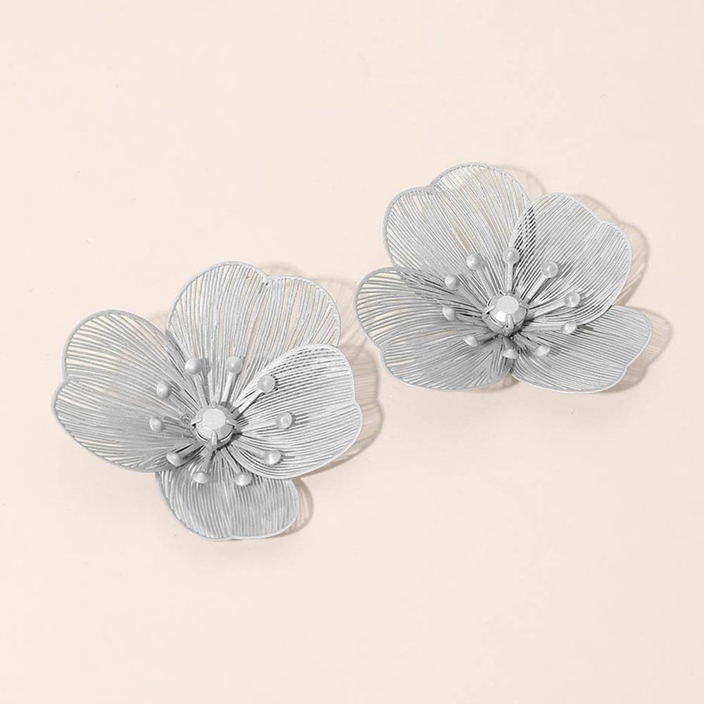 Madeline Love Gray Floral Cutout Statement Earrings