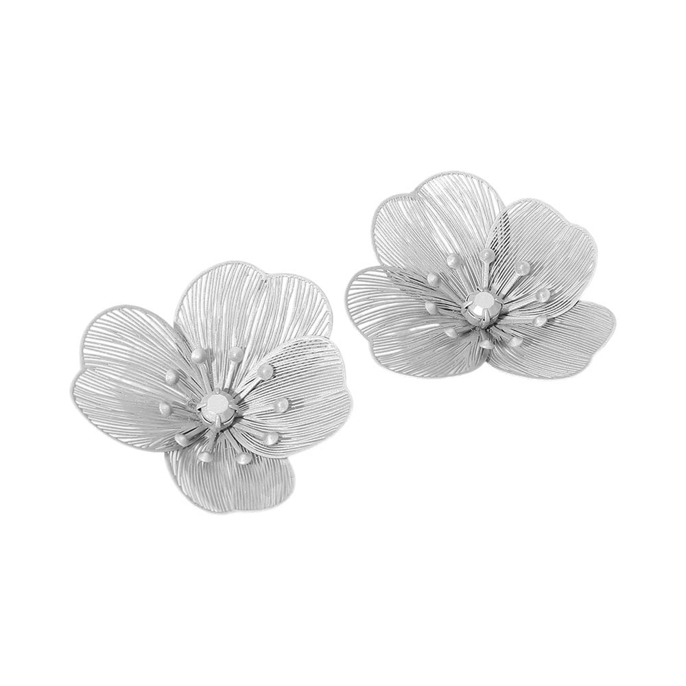 Madeline Love Gray Floral Cutout Statement Earrings - desc