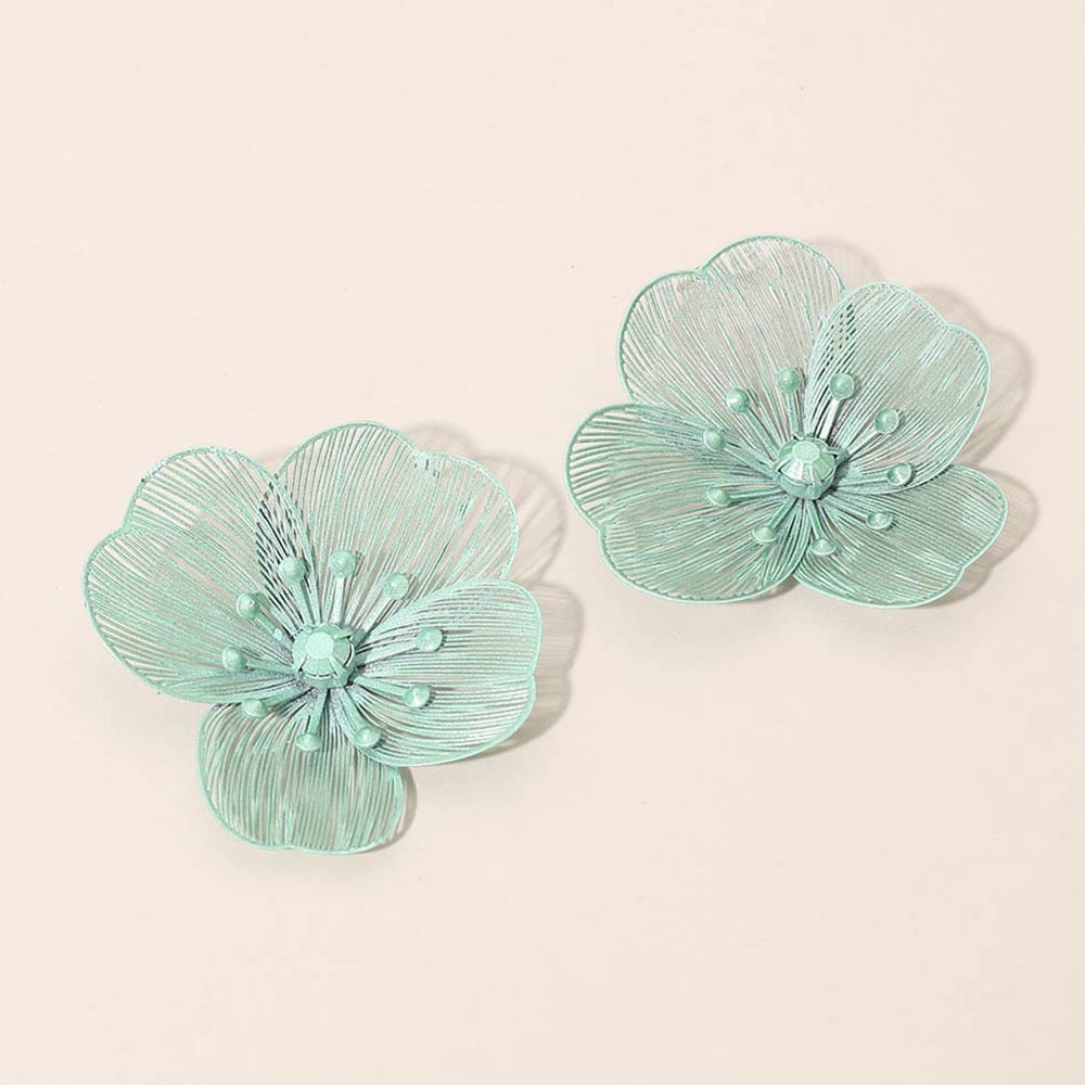 Madeline Love Mint Floral Cutout Statement Earrings