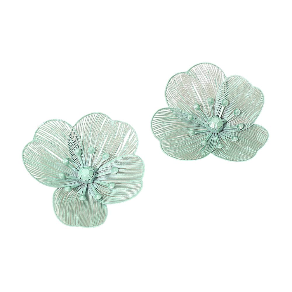 Madeline Love Mint Floral Cutout Statement Earrings - desc