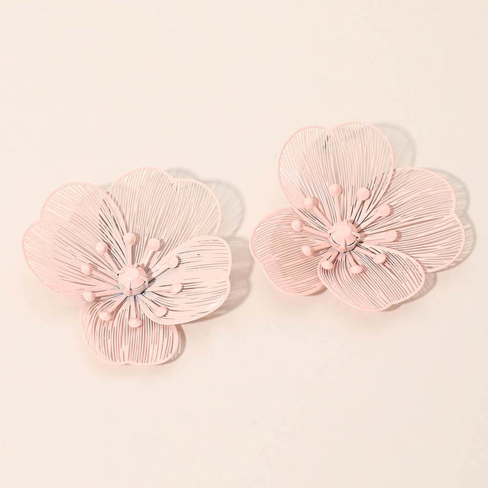 Madeline Love Pink Floral Cutout Statement Earrings
