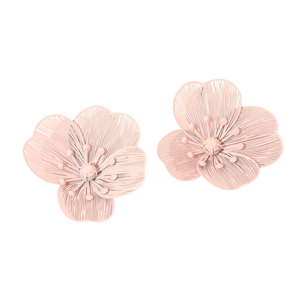 Madeline Love Pink Floral Cutout Statement Earrings - desc