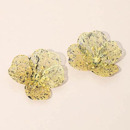 Madeline Love Brown, Light Floral Cutout Statement Earrings