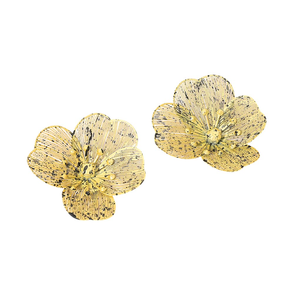 Madeline Love Brown, Light Floral Cutout Statement Earrings - desc