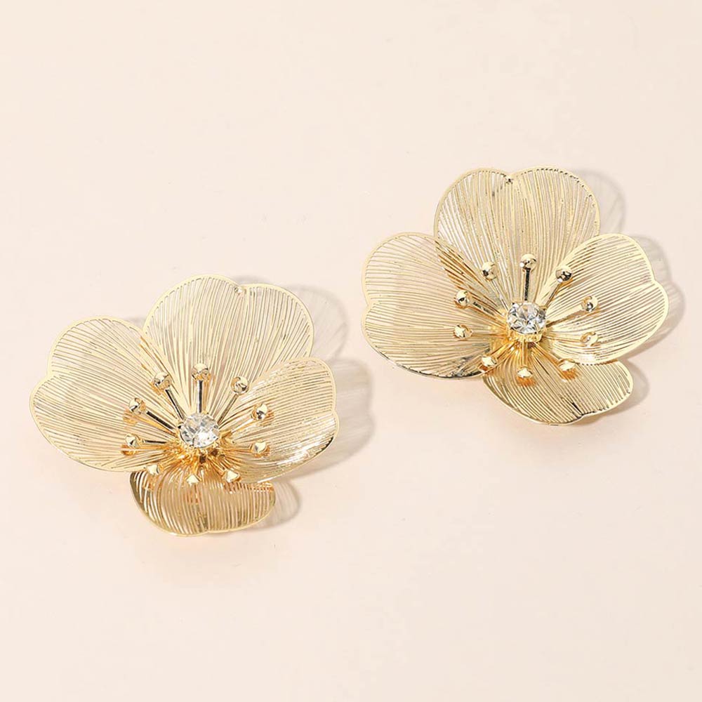 Madeline Love Gold Floral Cutout Statement Earrings