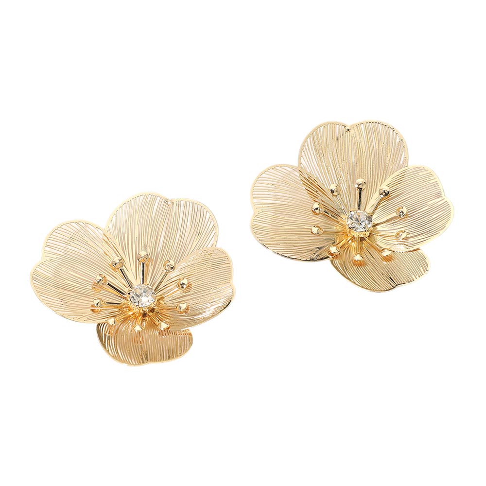 Madeline Love Gold Floral Cutout Statement Earrings - desc