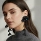 Madeline Love Black Bold Cutout Floral Drop Statement Earrings - extra