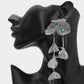 Madeline Love Gray Bold Cutout Floral Drop Statement Earrings
