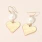 Madeline Love Gold Matte Hammered Metal Heart Pearl Link Drop Earrings