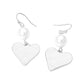 Madeline Love Silver Matte Hammered Metal Heart Pearl Link Drop Earrings - desc