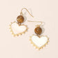 Madeline Love Brown Bead Mother of Pearl Heart Charm Link Drop Earrings