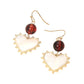 Madeline Love Red Bead Mother of Pearl Heart Charm Link Drop Earrings - desc