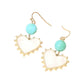 Madeline Love Turquoise Bead Mother of Pearl Heart Charm Link Drop Earrings - desc