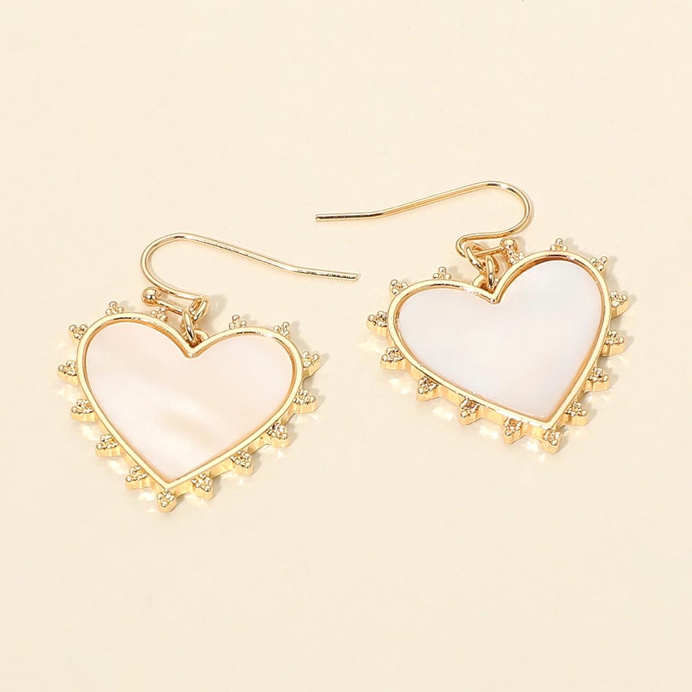 Madeline Love Gold, Mother of Pearl Mother of Pearl Heart Drop Earrings