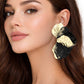 Madeline Love Black, Gold Oversized Sculpted Floral Petal Earrings