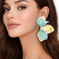 Madeline Love Blue Zircon, Gold Oversized Sculpted Floral Petal Earrings