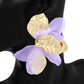 Madeline Love Gold, Light, Purple Oversized Sculpted Floral Petal Earrings - desc