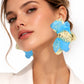 Madeline Love Gold, Turquoise Oversized Sculpted Floral Petal Earrings