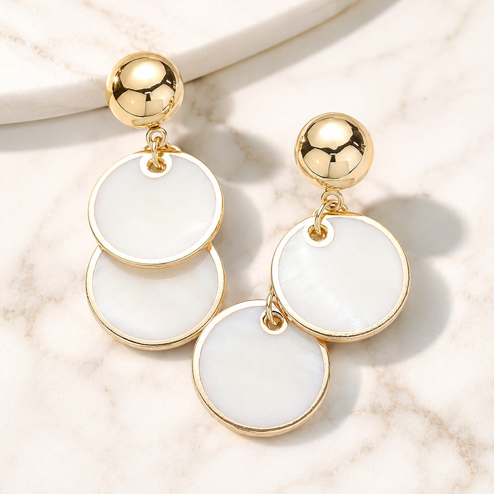 Madeline Love Mother of Pearl Mother Of Pearl Disc Link Dangle Earrings