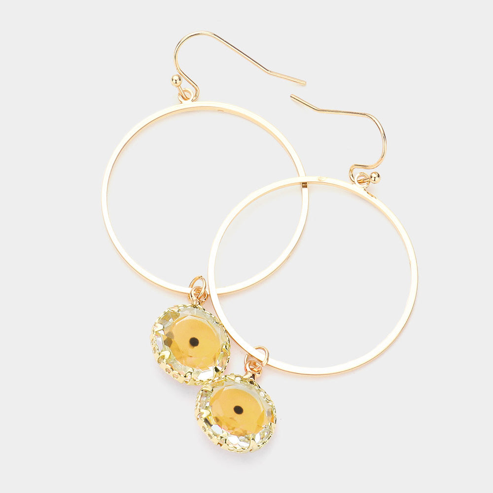 Madeline Love Brown Open Metal Circle Evil Eye Round Bead Link Dangle Earrings