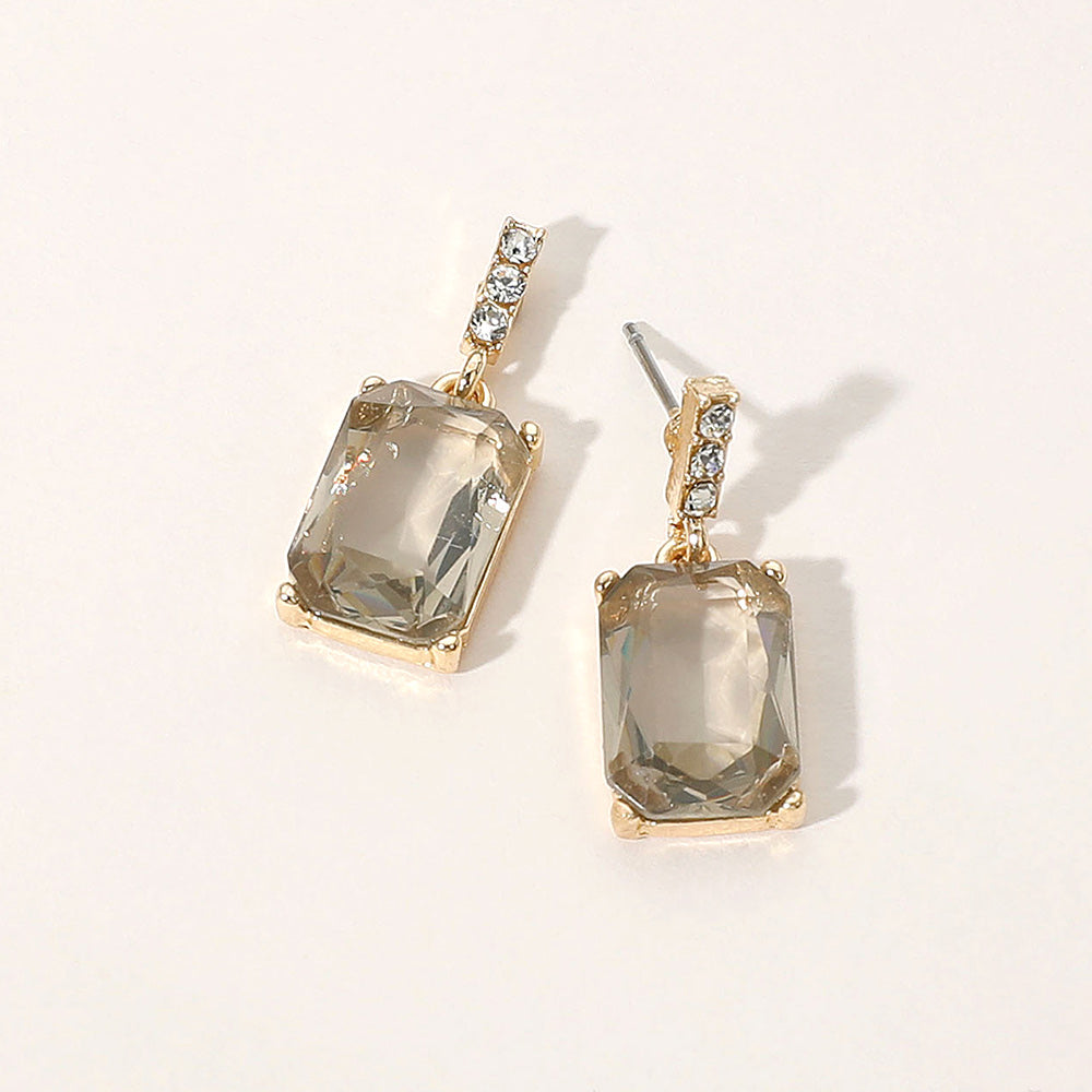Madeline Love Black Diamond, Gold Rectangle Stone Cluster Dangle Earrings