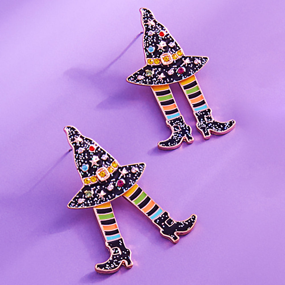 Jet Black Enamel With Legs Earrings