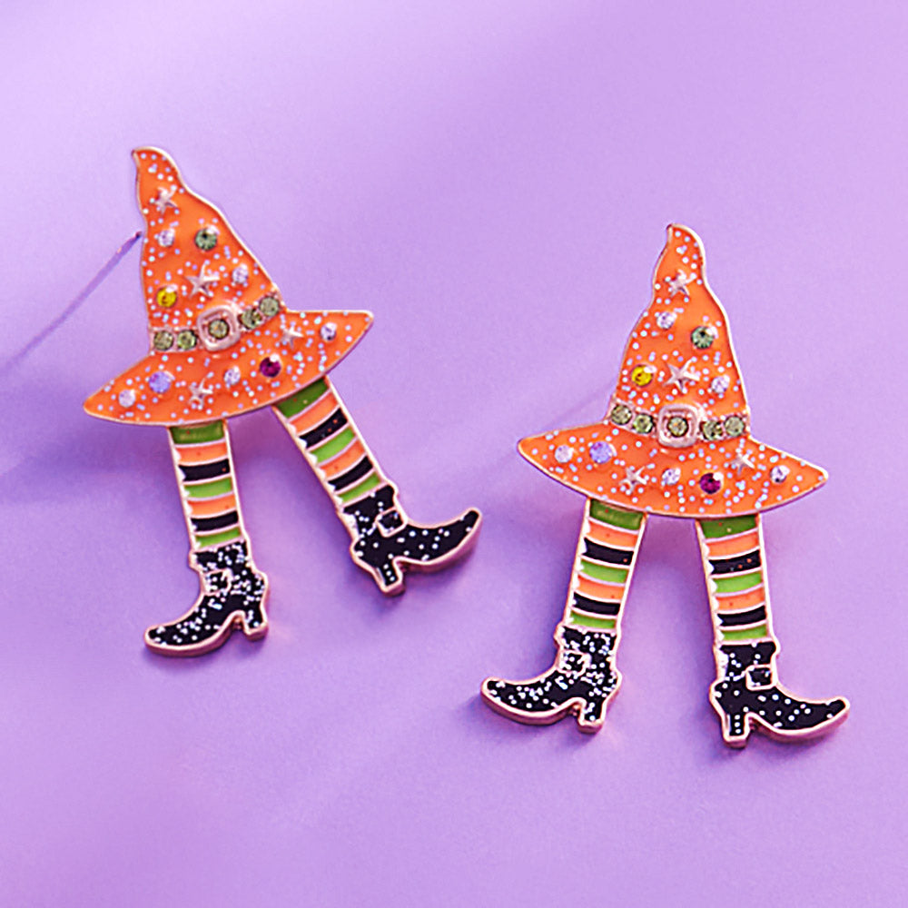 Orange Enamel With Legs Earrings