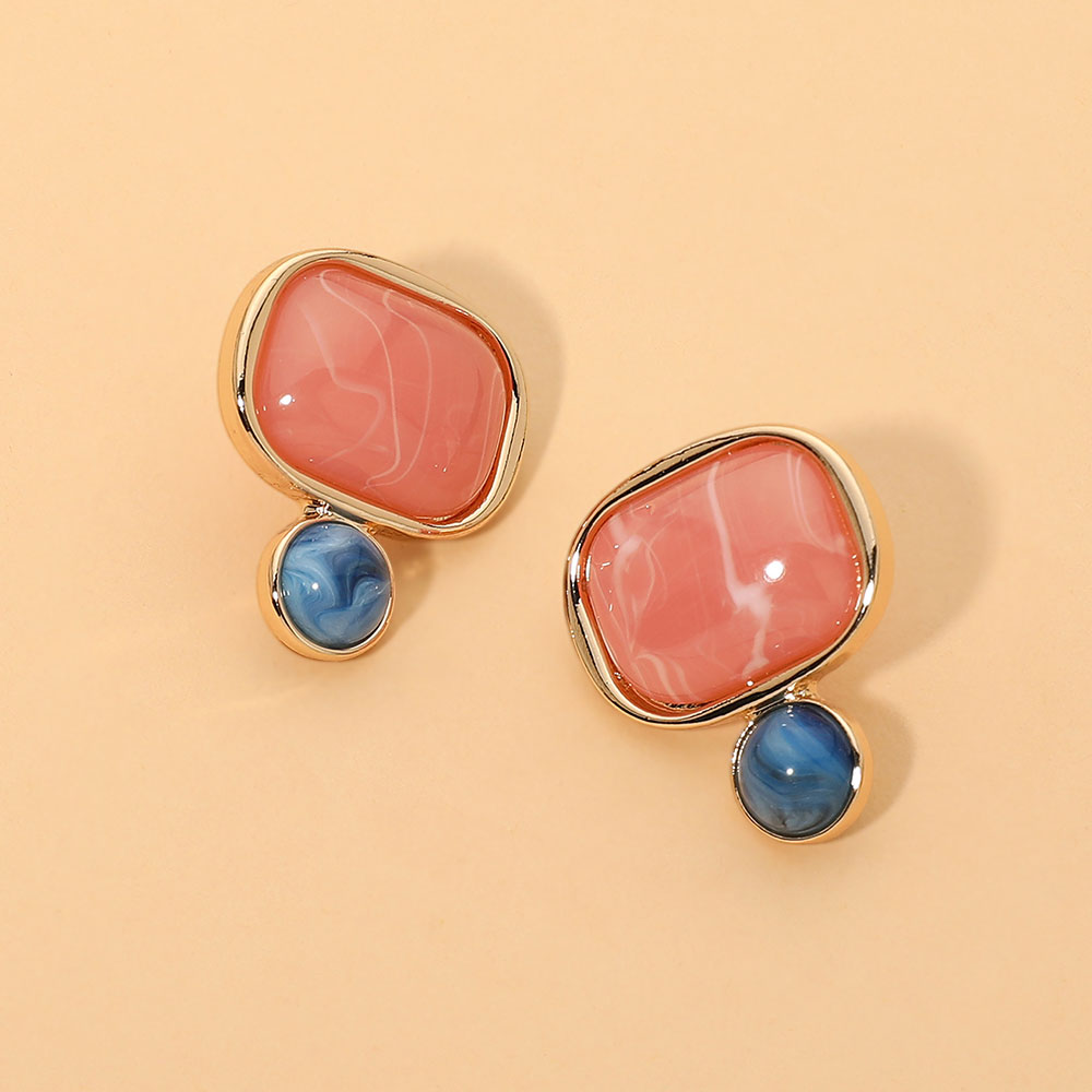 Madeline Love Gold, Pink Geotmeric Drop Stud Earrings