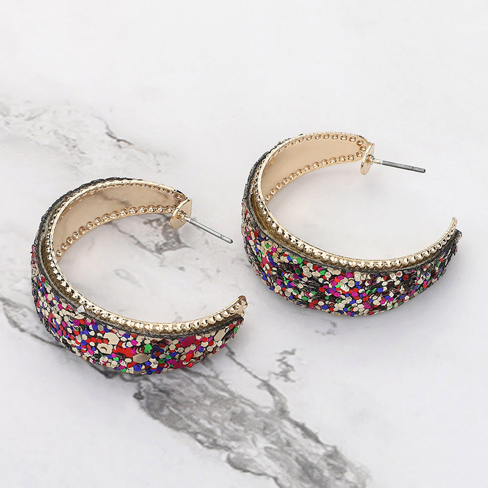 Madeline Love Multi Glittered Hoop Earrings