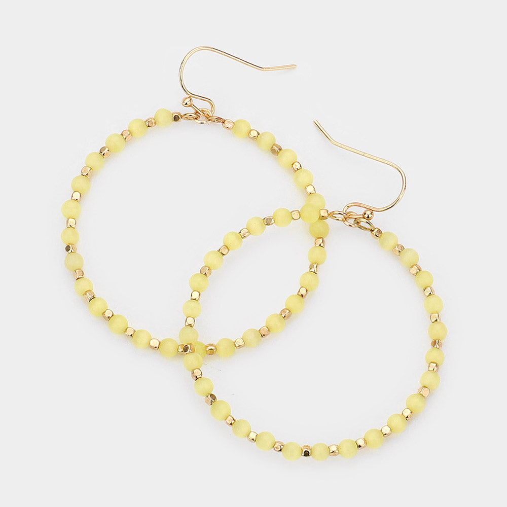 Madeline Love Yellow Open Circle Beaded Dangle Earrings