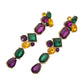 Madeline Love Gold Mardi Gras Geometric Stone Cluster Link Drop Earrings - desc