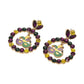 Madeline Love Gold Mardi Gras Mask Accent Circle Drop Earrings - desc
