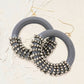 Madeline Love Gray Faceted Bead Wrapped Open Wood Circle Dangle Earrings
