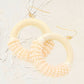 Madeline Love Ivory Faceted Bead Wrapped Open Wood Circle Dangle Earrings