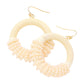 Madeline Love Ivory Faceted Bead Wrapped Open Wood Circle Dangle Earrings - extra